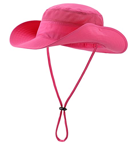 Connectyle Outdoor Mesh Sun Hat Wide Brim Sun Protection Hat Summer Fishing Hunting Hiking Gardenig Hat Rose Red #TOP1