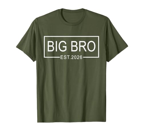 Big Bro Est. 2026 New Big Brother Pregnancy Announcement T-Shirt, Men, Olive Green, XX-Large