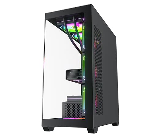 Image of Gamin Sythe- 300 Mid-Tower Computer Case /Gaming Cabinet - Black | Support ATX, Micro-ATX, Mini-Itx | Pre-Installed 3 Argb Fans