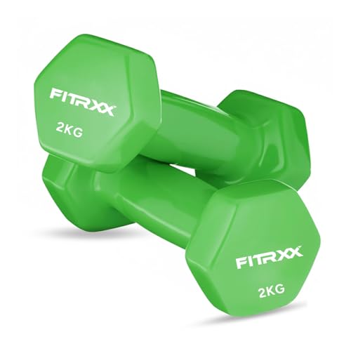 Fitrxx Vinyl Dumbbells 2 kg | Men and Women | Non-Slippery Dumbbell for Home and Gym | Full Body Workout | (Set of 2)