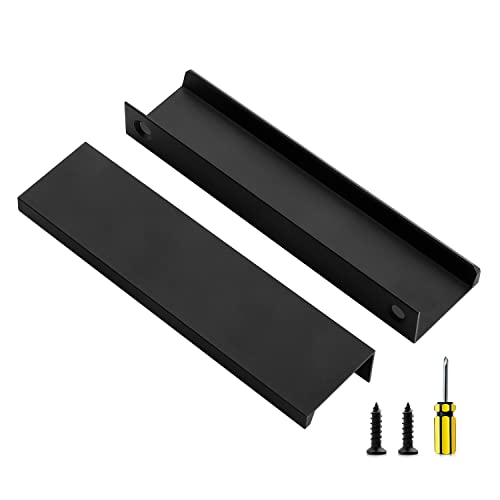 Image of Ravinte 30 Pack Finger Pulls for Cabinets 128mm /5 Length Black Edge Pulls | 102mm /4 inch Hole Center Concealed Handles, Tab Handle Profile, Minimal Look, For Kitchen Drawers Tab Handle