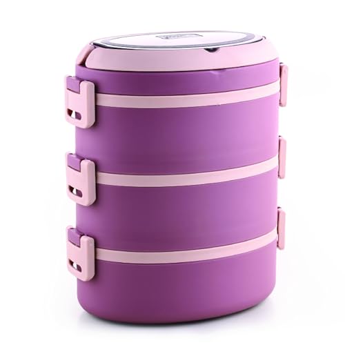 Image of Ganesh 3 Compartment Vega Insulated Food Container with Attractive Spoon - Airtight Leak-Proof Lunch Box for Office, School, Picnic 1200ml - Peach