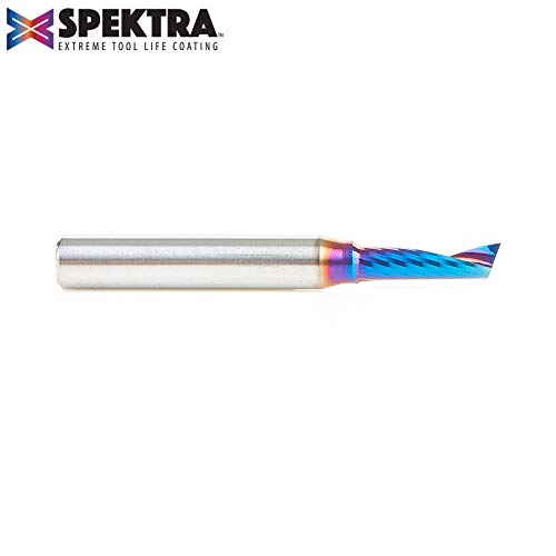 Amana Tool 51417-K Spektra Coated SC Spiral O Single Flute Plastic Cutting 3/16 D x 5/8 CH x 1/4 SHK x 2 Inch Long Up-Cut CNC Router Bit with Mirror Finish - Image 5