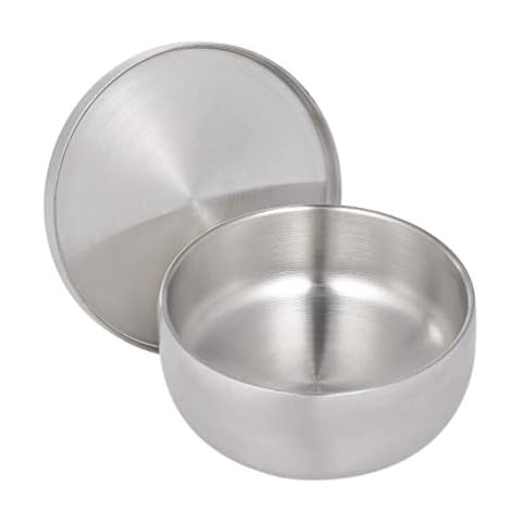 MILISTEN Edelstahl Rasierseife Creme Schüssel mit Deckel Rasierbecher für zu Hause Bad Silber Cover