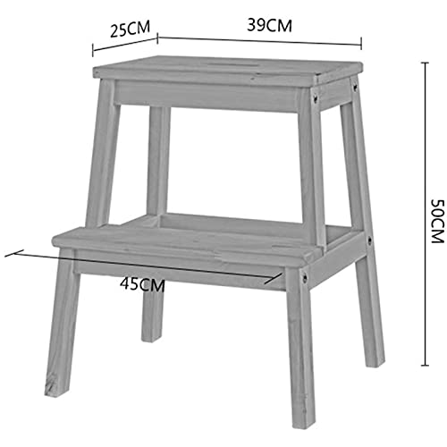 Taburete de escalada DASHADAO de madera maciza con dos peldaños para biblioteca 4