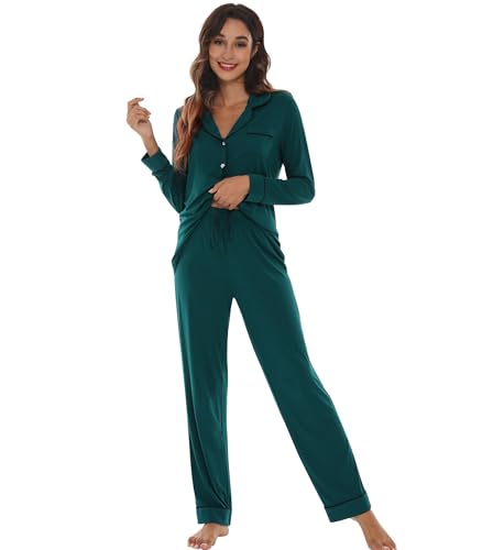Image of WiWi Viscose from Bamboo Women's Pajamas Set Super Soft Button Down Top and Pants Sleepwear Cooling Pjs S-3X
