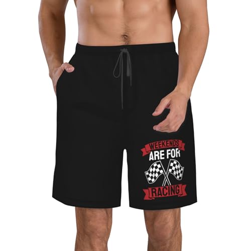 Car Race Bike Racing Racer Men's Casual Board Shorts - Elastic Waist Drawstring Swim Trunks Swimwear Bathing Suits, - Main Image