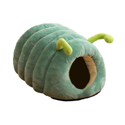 Niche semi-fermée chat chenille rembourrée et coussin-nid pour chien indéformable