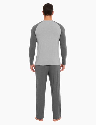 GYS Bamboo Viscose Men's Pajama Sets Long Sleeve 2 Piece Lounge Set with Pockets2