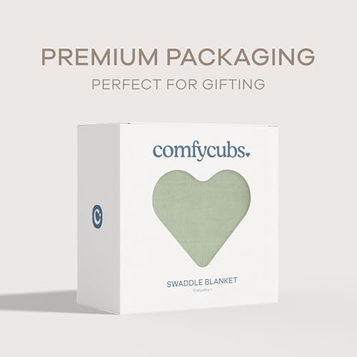 Image of Comfy Cubs Muslin Swaddle Blankets Pack of 1, 47 x 47 Inch Soft Cotton Baby Blanket Set, Large Multipurpose Wraps for Newborns - Self-Soothing Swaddles for Newborns - Sage