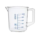 Measuring Jug, 100ml - TPX Plastic - Printed Graduations - Chemical Resistant, Autoclavable - Short Form - Handle with Thumb Grip - Eisco Labs