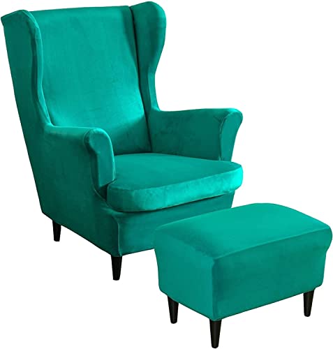 Funda para sillón orejero de terciopelo elástico para rejuvenecer el salón familiar de forma fácil