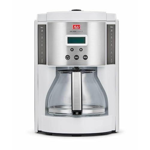 Melitta Cafeteira de gotejamento com frasco de vidro para melhorar o aroma | Capacidade para 10 xícaras | Branca