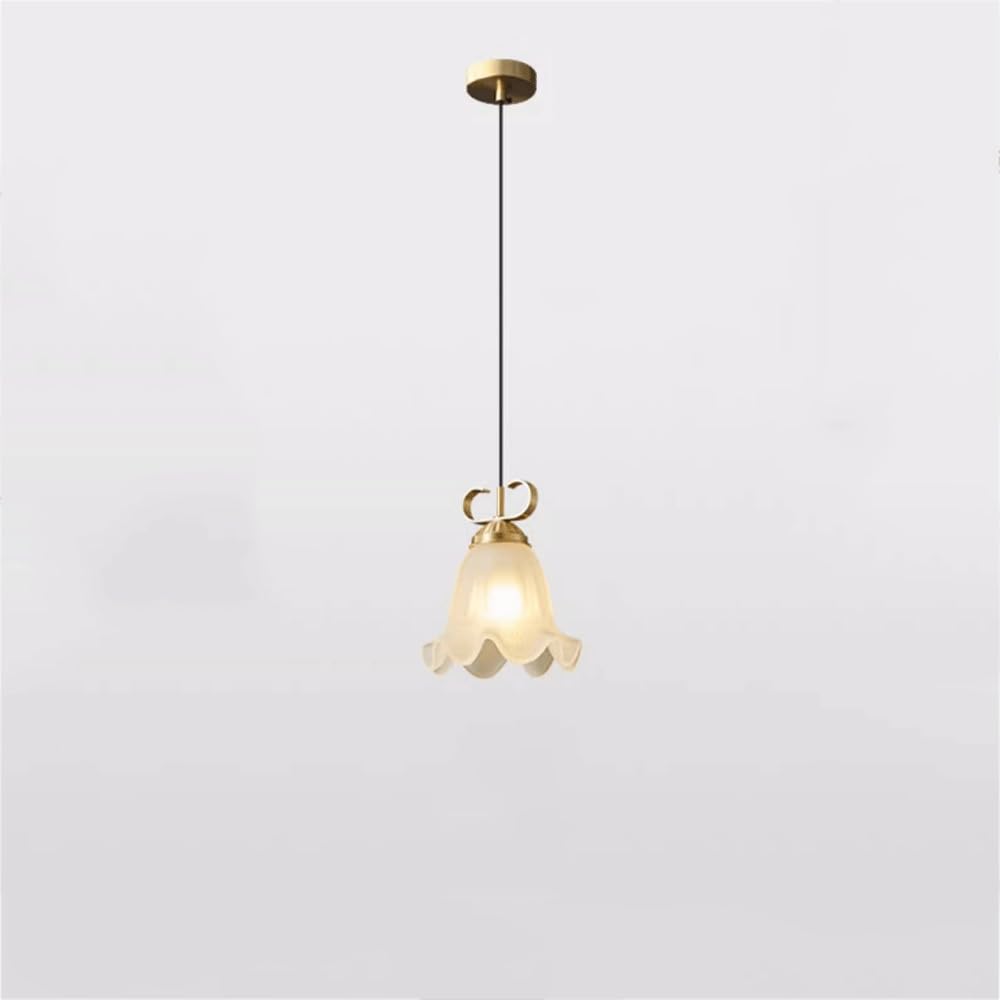 Lámpara colgante de cristal crema: iluminación elegante regulable para cabecera