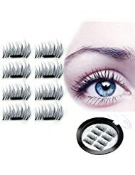Magnet Eyelashes-Dual Magnetic False Eyelashes with NO GLUE 3D Fiber Reusable Best Fake Lashes Extension for Natural Look,Perfect for Deep Set Eyes (-2 Pair/8 Pieces)