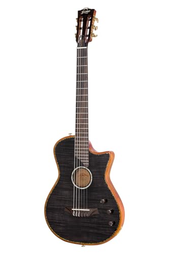 Bromo BEN2C Electric Nylon String Guitar, Thinline Fully Chambered Semi-Hollow Body Slim Neck Dual...