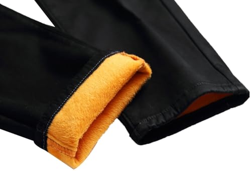Men's Fleece Lined Jeans Winter Warm Flannel Skinny Slim Fit Thermal Thicken Stretch Straight Leg Denim Pants3