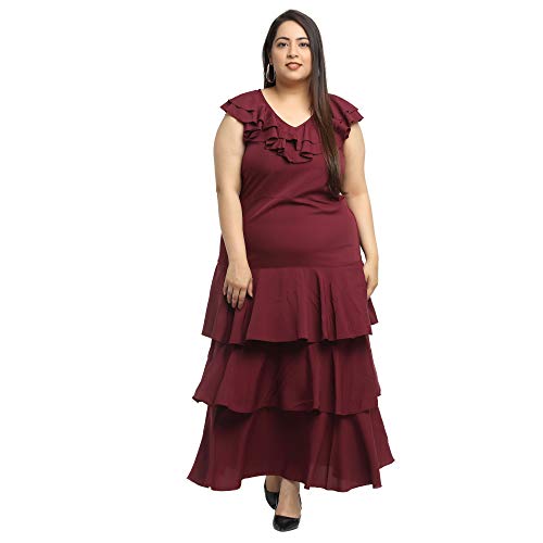 Image of Flambeur Women's Crepe Fit and Flare Maxi Casual Dress