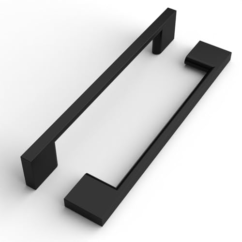 FILTA 10 Pack 6.3 Inch(160mm) Hole Centers Matte Black Cabinet Pulls,Stylish Kitchen Cabinet Handles Zinc Alloy Cabinet Hardware for Cabinets Cupboard Handles Drawer Pulls by FILTA - Used condition - US$18.88