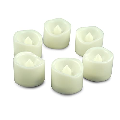 Image of CANDLE CHOICE Battery Operated Flameless Tea Lights Small Bright Flickering LED Electric Fake Votive Tealight Candles Halloween Pumpkin Lights Wedding Christmas Decorations Table Centerpieces 6 PCS