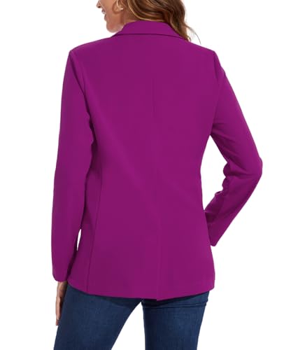MINTLIMIT Womens Dark Magenta Blazer Suit Jacket Long Sleeve Cozy Lightweight One Button Jackets Blazers Business Formal,L 6