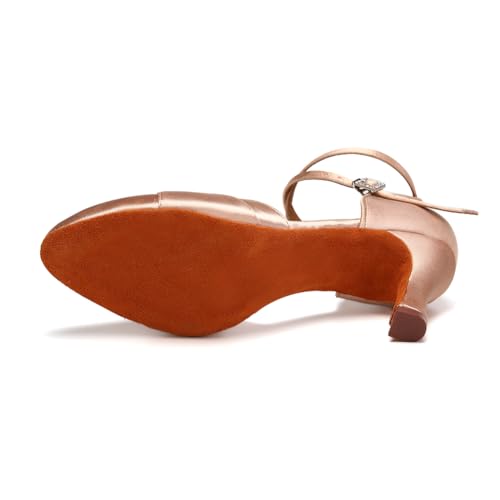 Women's Latin Ballroom Dance Shoes Closed Toe Smooth Salsa Performance Social Dance Practice Shoes3