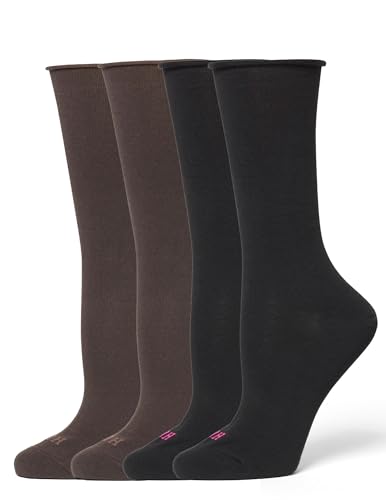 Image of HUE Women's Jeans Roll Cuff Crew Sock, Crew Socks for Women