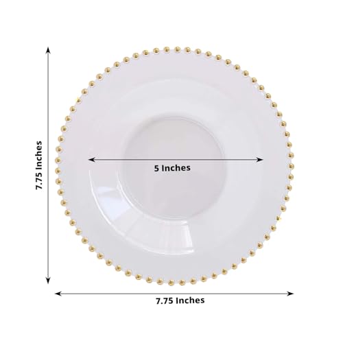 Efavormart DSP_BO4239_12_CLGD Efavormart 10 Pack Clear Plastic Soup Bowls With Gold Beaded Rim, Round Disposable Dessert Salad Bowls thumb #2