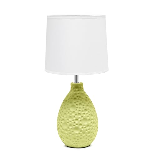 Simple Designs LT1193-GRN 14.17" Refined and Textured Oval Stucco Ceramic Table Lamp, for Living Room, Bedroom, Office, Green