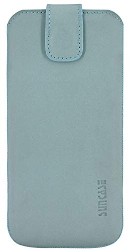 Image of Suncase Genuine Leather Case Compatible with Nokia 5710 Xpress Audio with Pull-Up Strap and Magnetic Closure Antique Turquoise