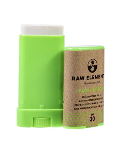 Raw Elements Face Stick All-Natural Mineral Sunscreen | Non-Nano Zinc Oxide, 95% Organic, Very Water Resistant, Reef Safe, Non-Gmo, Cruelty Free, Spf 30+, All Ages Safe, Moisturizing, 0.5Oz #TOP2