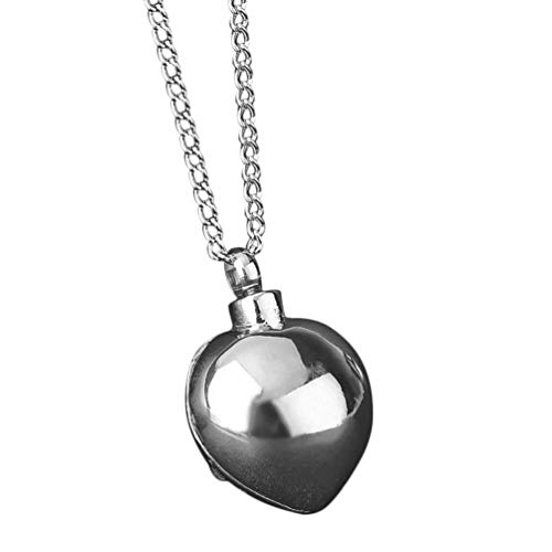 Holibanna Colar de urna de cremação, colar de coração, cinzas, suporte de urna memorial, joia para c