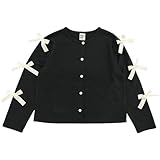[Bee] ビー リボンカーディガン ガールズ 女の子 キッズ 長袖 ガーリー カーデ 羽織 ボタン フォーマル 春 秋 冬 taa04515 140cm 袖BIGリボン×ブラック地