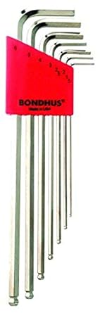 Bondhus 17092 Set of 7 Balldriver L-wrenches with BriteGuard? Finish, Extra Long Length, sizes 1.5-6mm