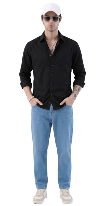 Men's Cotton Casual Stylish Solidd Classic Collar Slim Fit Shirt-picture-25