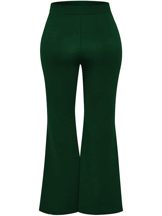 Vaimti Plus-Size Casual Pants for Women high-Waisted Bell Bottoms Yoga (US, Alpha, 1X, Plus, Regular, Green)