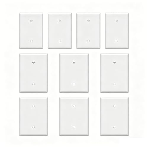 Image of ZEFTV Over-Size Blank Wall Plates 1-Gang 5.5 inch x 3.5 inch blank Switch Outlet Electrical Cover Plate Unbreakable Thermoplastic Faceplate for Light Receptacle Outlet Switch, White (10 Pack)