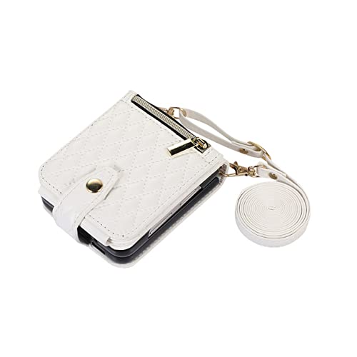 Coque en cuir de qualité supérieure pour Samsung Galaxy Z Flip 4 étui portefeuille blanc
