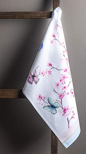 Maison d' Hermine Kitchen Towels Set of 3 100% Cotton 70 CM x 50 CM Reusable Cloth Tea Dish Towels Absorbent with Hanging Loop for Kitchen Dining Spring/Summer Decorations (Blossoms In Spring)