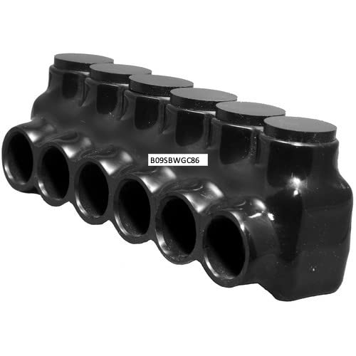 Image of Morris Products 97516 Black Insulated Multi-Cable Connector - Single Entry 6 Ports 4-14, 6, 6 AWG, Dual Rated CU9AL Aluminum, 600V, cULus Listed, 5-Pack