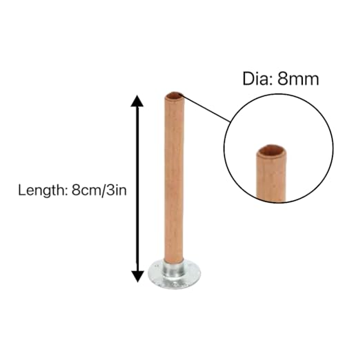 50 sets mechas de madera espiral 8x8mm con base de hierro miniatura 5