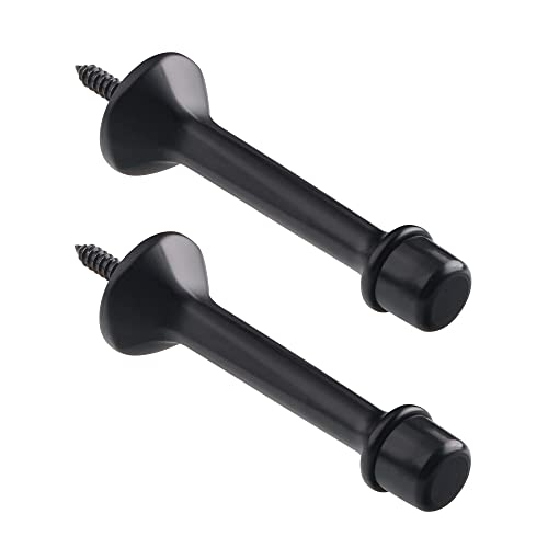 Triumph Hardware Heavy Duty Solid Rigid Door Stop With Soft Rubber Tip, Zinc Alloy Metal Solid Door Stopper Protect Wall & Door, (Matte Black), Length 3 Inches Inch, Z81505 #TOP4