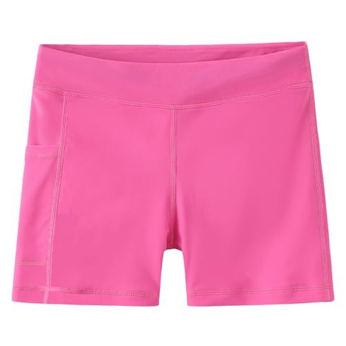 Dovio Girls Swim Shorts UPF 50+ Sun Protection Fully Lined Pockets Quick-Dry Soft Board Short for Beach Pool (Pink 12)