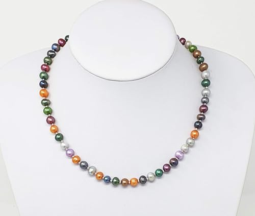 Women's Pearl Necklace 8-9mm Multicolor Freshwater Cultured Pearl Necklace for Women, Real Pearl Necklace Length 17In + 2In extender4