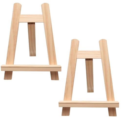 TenaLucy 2 Piezas Caballete Madera Mini, Caballete de Madera Pequeño, Caballeto Mesa de Pintura, Kit Pintura Niños caballete madera, Soporte Lienzos Cuadros para Visualización Pintar Dibujar Foto (S)