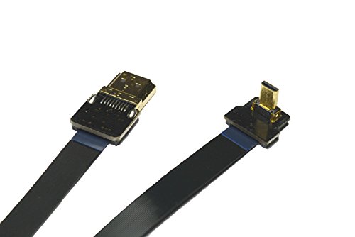 Black 80Cm Ffc Fpv Flat Hdmi Cable Micro Hdmi 90 Degree Angle To Standard Hdmi Full Hdmi Normal Hdmi For Panasonic Lumix Gh4 Blackmagic Bmpcc Sony Alpha Sony A5000 A6000 A7S A7R #TOP4