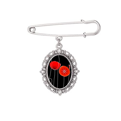 Broche en forme de cercle avec fleurs rouges pour robe M