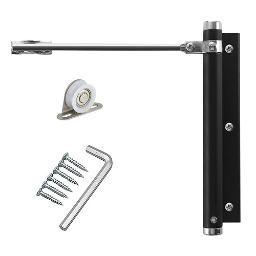 YUOIP® Chiudiporta a molla regolabile automatico,Corpo in lega di alluminio,Facile da installare,Staffa cuscinetto,per casa e ufficio 45kg (1 Pezzi nero)