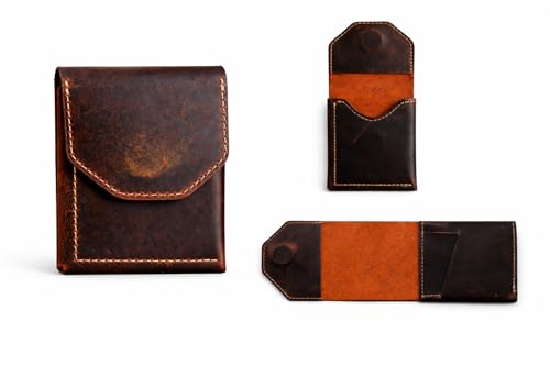 Personalized Full Grain Leather Wallet for Men – Slim Minimalist Front Pocket Cash Wallet with...