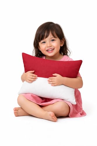 Image of ARLinen Hollow Fiber Sleeping Pillow - Set of 1, Height Adjustable, Soft & Fluffy Comfort, White & Burgundy, 29x19 Inch with 300g Extra Fiber for Custom Comfort, Pillow Covers Included